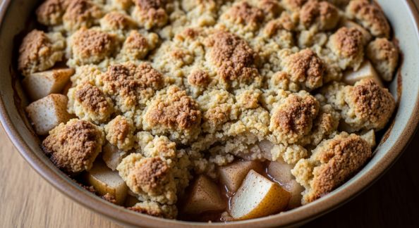 Crumble pommes-poires façon rustique : simplicité réconfortante
