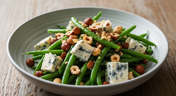 Salade de Haricots Verts, Noisettes et Roquefort