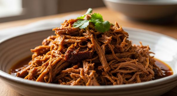 Porc effiloché aux épices douces, façon slow food
