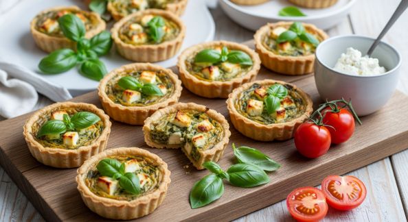 Mini Quiches aux Épinards et Basilic