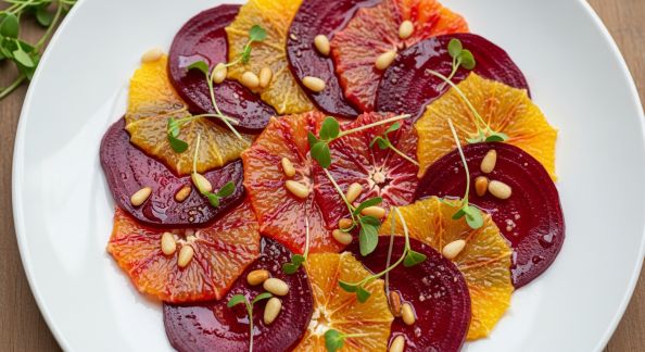 Carpaccio de Betterave et Orange avec Pignons Toastés