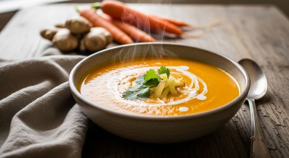 Velouté de Carottes au Gingembre et Noix de Coco