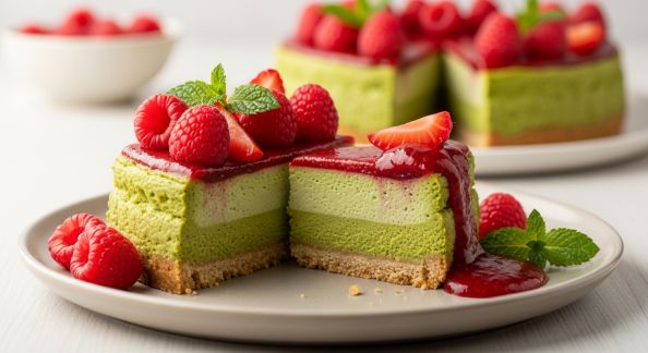 Cheesecake Matcha-Framboise : Alliance Audacieuse