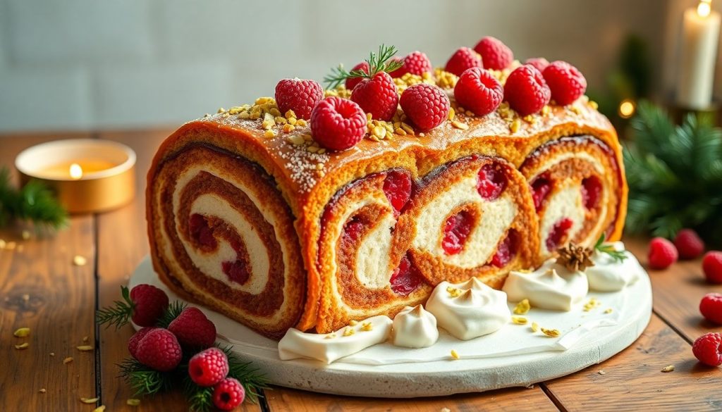 Bûche de Noël framboise-pistache : un dessert festif qui émerveillera vos convives