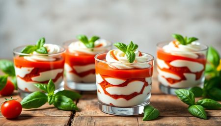 Verrines de tomate à la chantilly de mozzarella : une entrée fraîche et gourmande