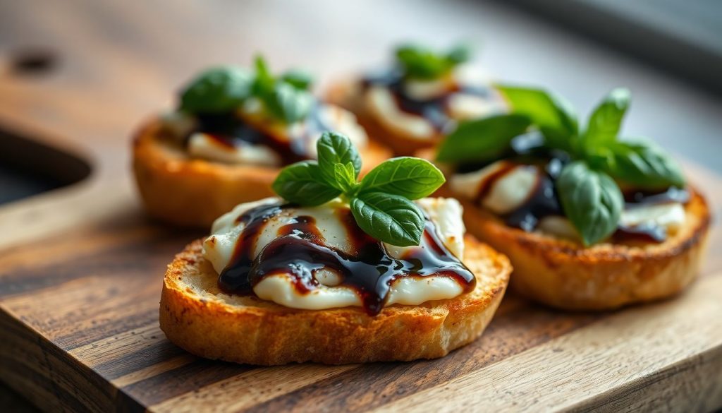 Recette d'entrée gourmande : crostini croustillants à la scamorza fumée