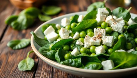 Salade d'épinards aux petits pois et à la feta : une entrée fraîche et gourmande